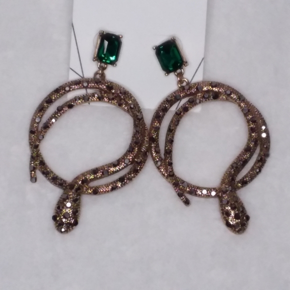 Dangle Snake Pierce Earrings Gold Tone Aldo - Picture 2 of 4